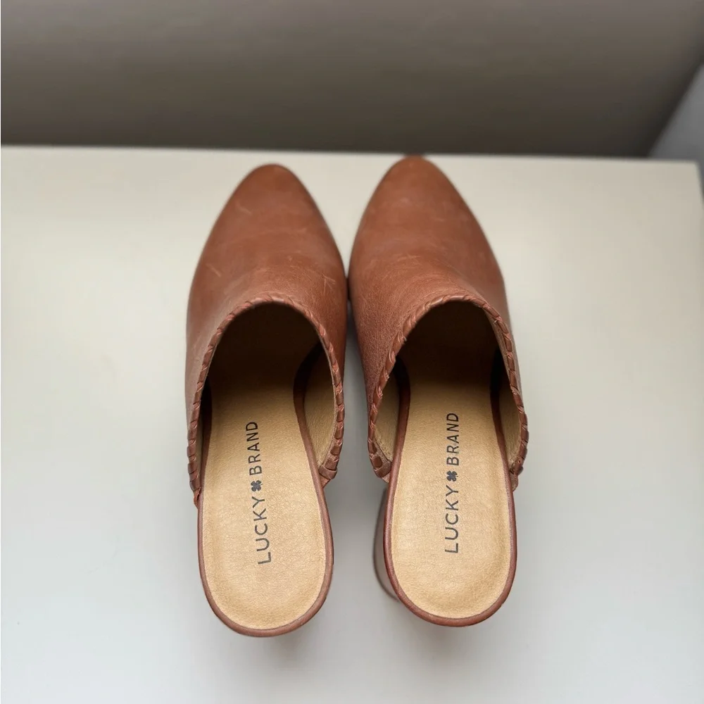 Lucky Brand Brown Leather Mules with Pointed Toe - Picture 3 of 5
